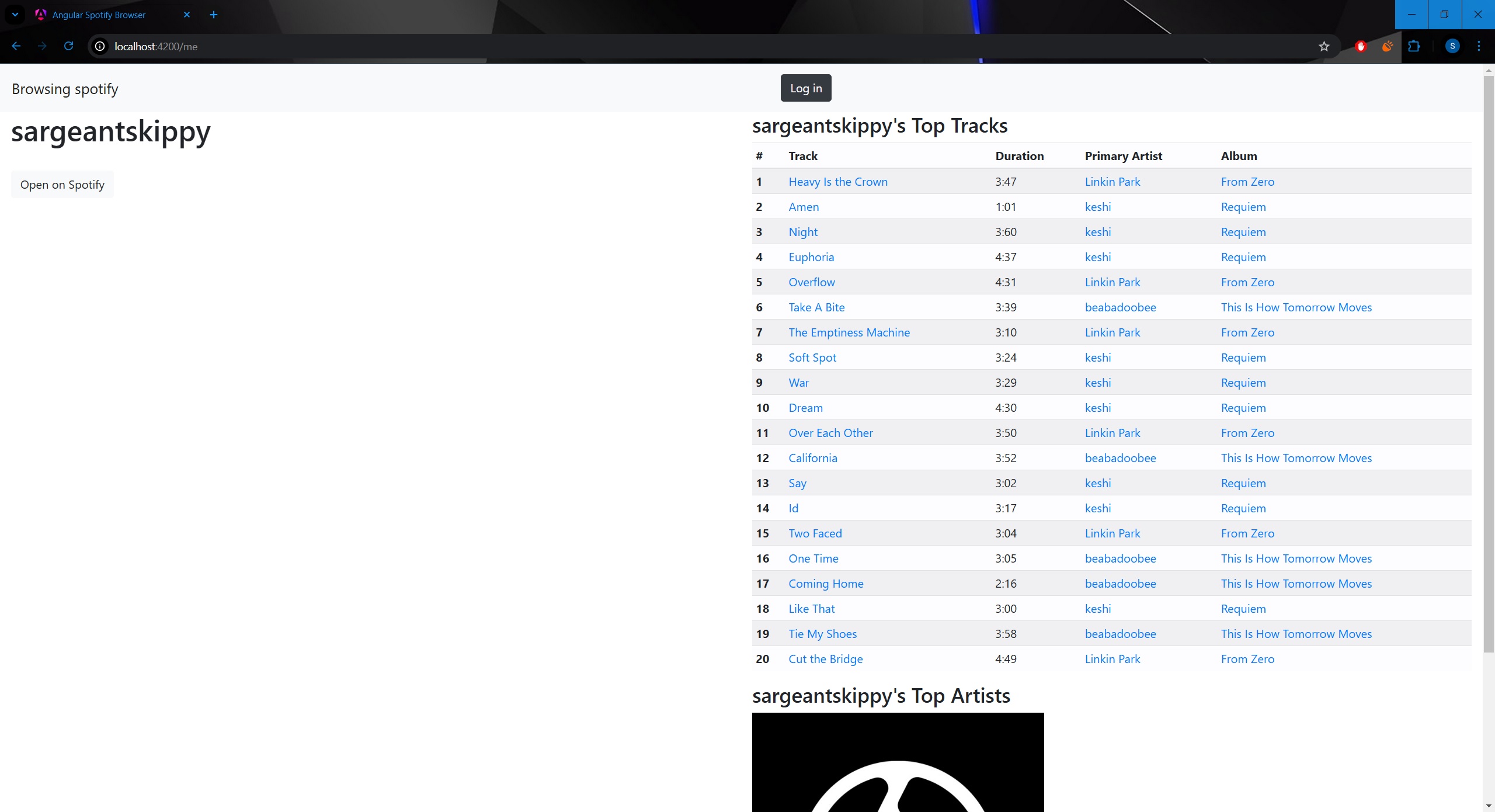 Spotify Profile Page